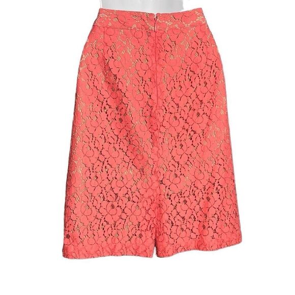 Apt.9 Women's Pink Lace Overlay Beige Lined Back Zip Vented Pencil Skirt Size 16 - Picture 2 of 6